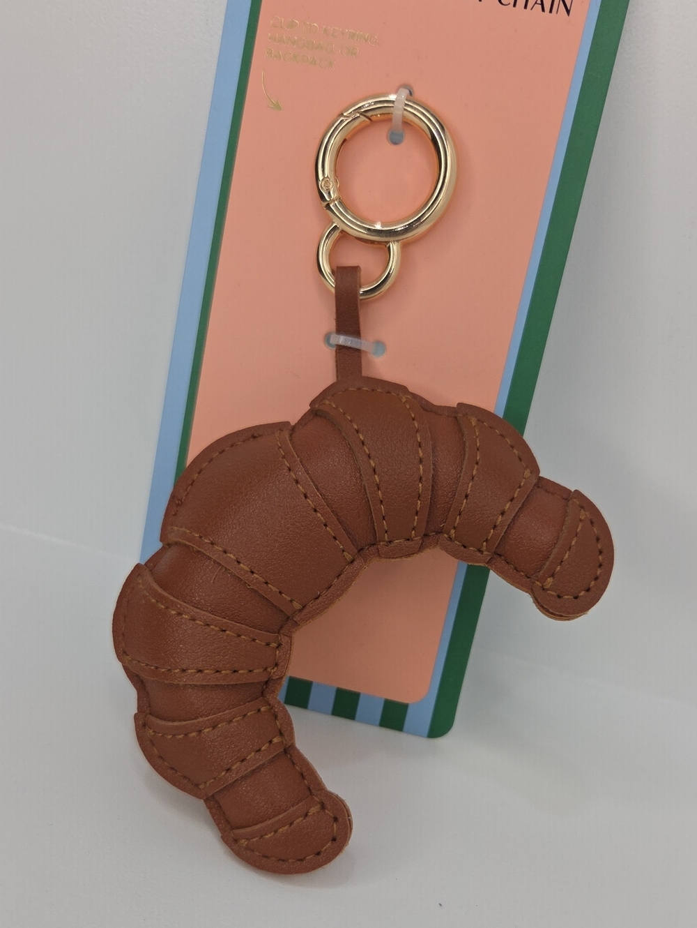 🥐▪️Piper K ▪️uk Exclusive Brown Croissant Bag Charm & Key Chain with Gold Ring - Picture 3 of 6